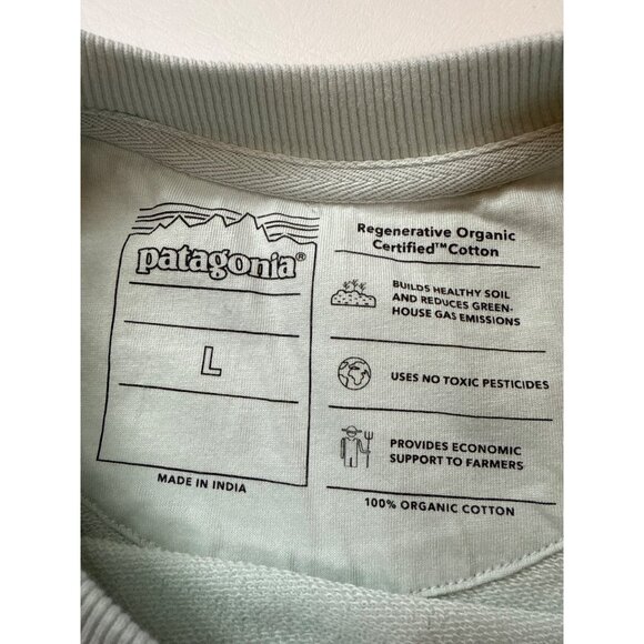 Patagonia Logo Crewneck Sweatshirt Large Sage Green Organic Cotton (bin GG158) - Picture 3 of 7
